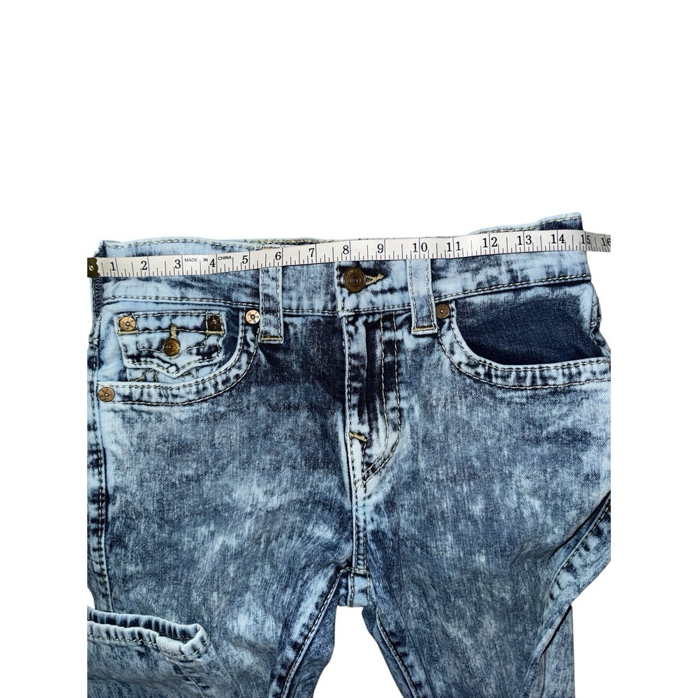 True Religion Jeans Rocco 29x34 Big T Flap Pocket Relaxed Skinny Acid Wash - Picture 9 of 14